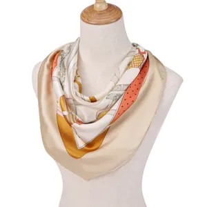 Foulard carré en soie pour femmes, 1 pièce, style coréen, élégant, foulard pour la tête, cravate, marque, petit carré dame