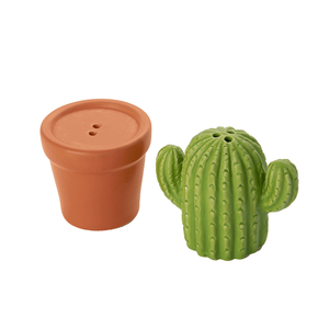 Ensemble sel et poivre en forme de cactus, en céramique, mini design végétal pour la cuisine - Product Image 1