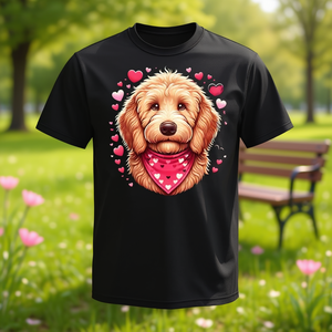 T-Shirt per Cani con Cuori di San Valentino per Golden Doodle, T-Shirt Promozionale per Golden Doodle con Design di Cuori Carini - Product Image 3