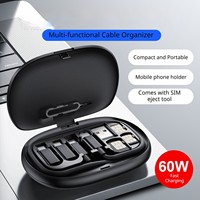 Kit de Cable de Datos USB Multifuncional de 60W 3A, Carga Rápida 6 en 1, Juego de Adaptadores de Viaje Trenzados para Cable de Carga de Teléfono Móvil