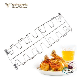 Support à cuisses de poulet en acier inoxydable avec plateau inférieur, barbecue pliable pour la cuisson en extérieur, style moderne pour adultes, toutes saisons - Product Image 3