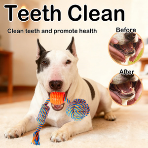 ของเล่นสุนัขแบบเคี้ยว TPR เป็นมิตรกับสิ่งแวดล้อม ของเล่นดึงพร้อมลูกบอล ป้องกันการกัด ช่วยทำความสะอาดฟัน ผลิตจากยางทนทานสำหรับสุนัข - Product Image 4