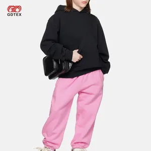 GDTEX Custom Vintage Cotton Fleece Hoodie Sweatshirt and pants tracksuit streetwear 2pcs set children clothing set