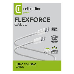 Cavo USB C FLEXFORCE 60W Blanc 2m USBDATABRTABC2C2MW - Product Image 2