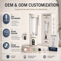 Blender portable personnalisé OEM ODM 550 ml, rechargeable par USB, mini mixeur personnel pour smoothies, bouteille avec cordon en silicone pour les voyages