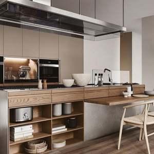 ตู้ครัวอลูมิเนียม3D ไฮเอนด์ที่ทันสมัยสแตนเลสแผงประตูอะคริลิคการรักษาพื้นผิวสำหรับใช้ในบ้าน - Product Image 4