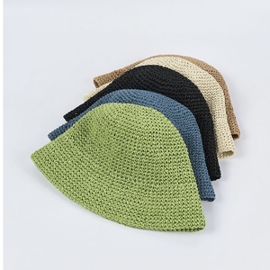 Bán Buôn Mùa Hè Giấy Rơm <span class=keywords><strong>Hat</strong></span> Tay Crochet Xô <span class=keywords><strong>Hat</strong></span> Màu Xanh Lá Cây Màu Có Thể Gập Lại Sun <span class=keywords><strong>Hat</strong></span> - Product Image 2