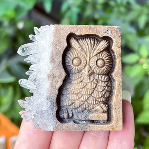 Estatua de Búho de Cristal Natural Tallada en Geoda de Cuarzo, Adorno Animal de Cristal para Sanación Reiki, Colección Espiritual - Product Image 3
