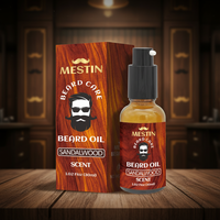 Huile de croissance de barbe biologique Amish de marque privée, parfum bois de santal, huile de jojoba, vitamine E liquide, emballage premium en vrac pour hommes