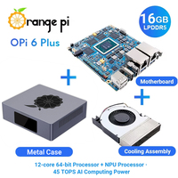 Kit de développement Orange Pi 6 Plus 12 cœurs 32/64 Go 45 TOPS Carte de calcul IA Edge LPDDR5 M.2 NVMe SSD Ethernet 5G 4K Ubuntu Debian