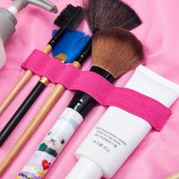Mehrfarbige Samt-Kosmetiktasche mit Kordelzug, flachem Öffnungsdesign, elastischem Pinselband und Perlenreißverschluss – Schmuck- und Make-up-Organizer