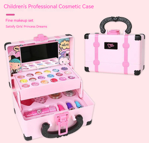 Maleta de Maquillaje Infantil, Cosméticos Reales Lavables, Juego de Maquillaje de Juguete con Esmalte de Uñas y Lápiz Labial para Niñas - Product Image 2