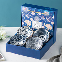 Ensemble bol en céramique et baguettes, style bohème, motif dessin animé, compatible micro-ondes, option logo personnalisé, cadeau pour Noël et mariage