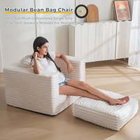 Fauteuil pouf en forme de U de haute qualité, ensemble de canapé modulaire en velours côtelé, canapé compressé, fauteuil pouf paresseux pour salon