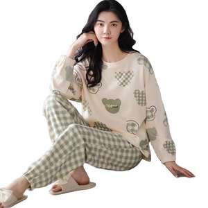 Completo Casual <span class=keywords><strong>donna</strong></span> autunno inverno pigiama lavorato a maglia in poliestere a maniche lunghe di grandi dimensioni <span class=keywords><strong>Homewear</strong></span> per la primavera e l'autunno - Product Image 2