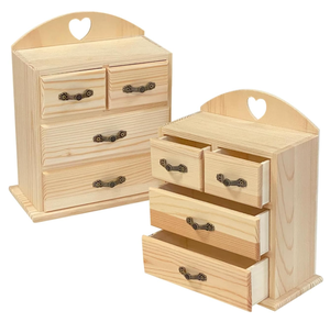 Scatola in Legno di Pino Non Finito con Cassetti per Organizzare Gioielli, Contenitore per Artigianato e Progetti Fai-da-Te - Product Image 5