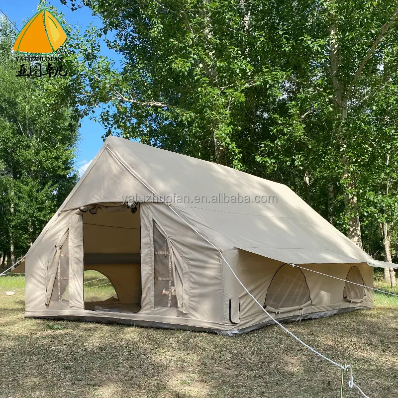 Factory Direct Sales Outdoor 12qm Baumwolle Air Pole Glamping aufblasbare Haus Camping Zelt Camping Ausrüstung