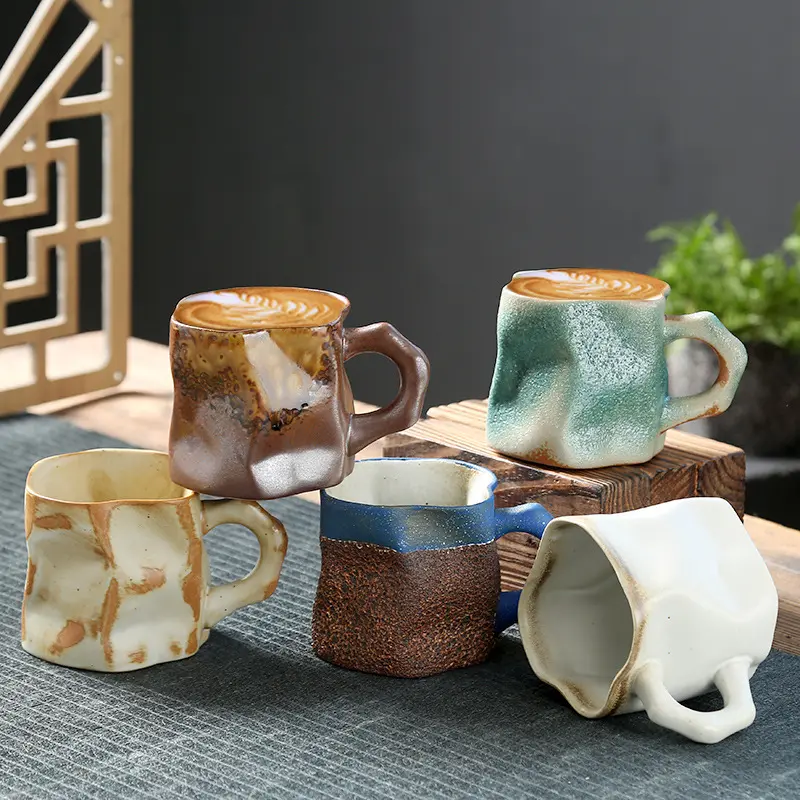 Caneca de café cerâmica vintage japonesa, xícara de água, material de escritório e casa, com cabo de vidro, chá, leite, cerveja
