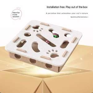 Piccolo gatto Pet intelligenza labirinto auto-intrattenimento scatola di feltro con scavando palla campana alleviare la noia giocattolo - Product Image 4