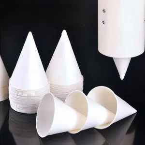 Taza de papel cónica desechable, 3,7 oz, 6oz, punta triangular de fondo, papel de cono ecológico, borde enrollado