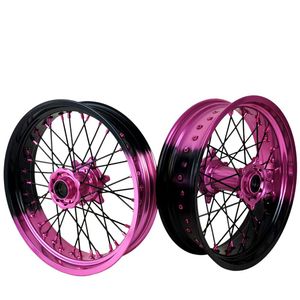 Cerchi Supermoto <span class=keywords><strong>17</strong></span> Pollici per Moto Elettrica EXC/SXF/XCW, Gradiente Rosa e Nero - Product Image 3