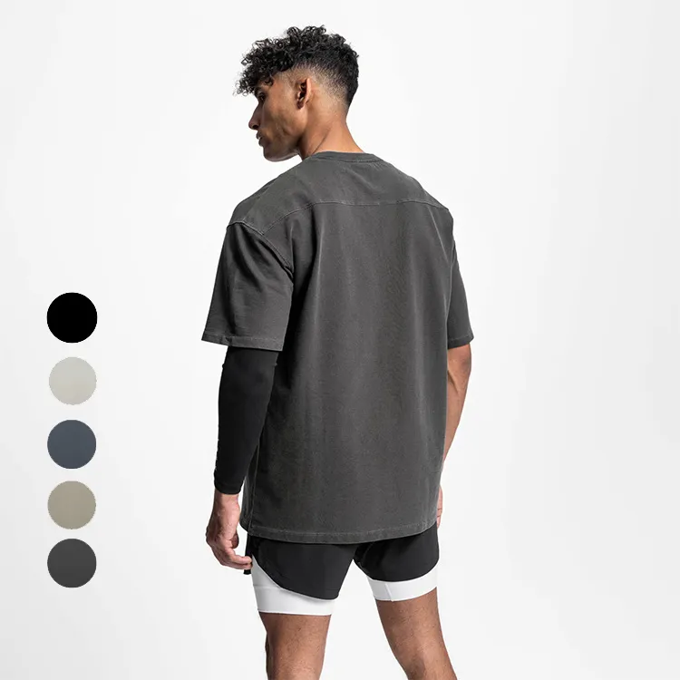 Wholesale custom 5 color oversize men t-shirt loose fit street style blank plain activewear running breathable sport t-shirt