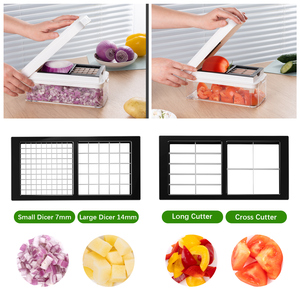 Picador de Verduras de 9 Cuchillas con Contenedor, Rebanador de Frutas, Cortador en Dados, Rallador, Utensilio de Cocina - Product Image 5