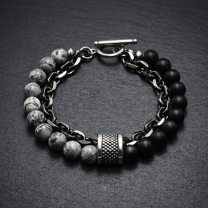 Direct Factory Supply Fine Matte Gradient Stone and Metal <b>Beaded</b> <b>Bracelet</b> Casual/Sporty Natural Fashion Accessory - Product Image 3