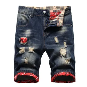 AeeDenim OEM Logo American Street Style Customize Summer shorts jeans Foldable Nostalgic Color Straight Denim Pants