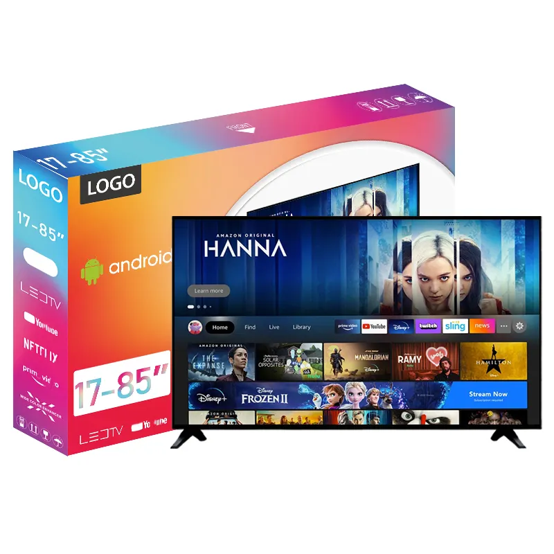 Normal led tv setleri toptan fiyat kabul özel OEM HD televizyon akıllı tv 32 65 75 inç 4K UHD android tv akıllı 85 inç