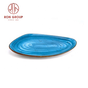 Vajilla de porcelana fina de estilo nórdico para cena, platos triangulares de 11 pulgadas, pescado, pizza, personalizado, azul, para restaurantes - Product Image 4