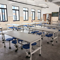 Ensemble de meubles de restaurant modernes, chaises de salle à manger, ensemble de table et de chaises pour 6 personnes, panneau ignifuge pour hôtel, centre commercial, hôpital, école