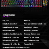 Kit clavier et souris de jeu RGB TF200, clavier et souris filaires USB rétroéclairés, combo clavier et souris pour ordinateur, 104 touches pour PC Gamer, ordinateur portable