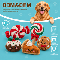 Jouet en peluche de Noël OEM ODM pour chien, animal en peluche doux avec couineur, pour collection de Noël pour animaux de compagnie, vente en gros pour marques