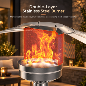 Chauffe-terrasse extérieur au propane 48000 BTU avec brûleur double couche en acier inoxydable et protection de sécurité, vente en gros - Product Image 5