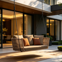 Chaise pivotante, cadre aluminium, corde tissée, salon extérieur pour villa boutique, coussin amovible, qualité contractuelle