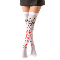 Medias de látex desechables de invierno estilo gótico punk con diseño de esqueleto y rosas, por encima de la rodilla, para cosplay y fiestas.