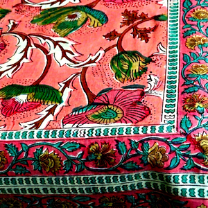 Cotton Modern Pink Solid Handmade Hand Block Table Cover Botanical Design for Home Hotel Use-Pure Prints Rajasthan - Product Image 2