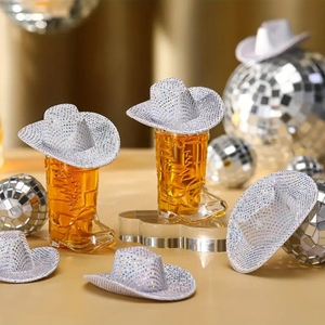 10 Uds. De plástico Mini sombrero de vaquero occidental y 10 Uds. De plástico para botas, gafas de chupito en miniatura, lindo sombrero de muñeca, tazas para botas de vaquero - Product Image 6