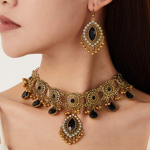 Conjunto de joyería India Bohemia para mujer, pendientes Jhumka de aleación, collar para fiestas de boda, accesorios, gran regalo - Product Image 2