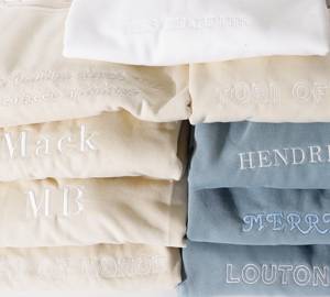 เสื้อสเวตเตอร์คอกลมของผู้ชายผ้าฝ้าย100% ล้วนเฮฟวี่เวต400แกรมเทคนิคปักขนแกะสีพื้น - Product Image 2