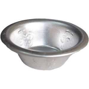 PARIJAT-Cuencos de agua bendita de aluminio Budista Tibetano tallados a mano para yoga, meditación, altar, 3x1 pulgadas - Product Image 1