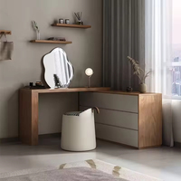 Tiroirs de rangement français Cabinet Table de maquillage moderne en bois pour fille Coiffeuse avec miroir pour chambre à coucher