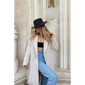 Manteau en cachemire crème vintage teint avec imprimé respirant, fermeture à bouton unique, trench décontracté détachable avec capuche, taille XL - Product Image 6