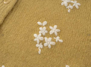 Cárdigan de Punto con Bordado Floral 3D Amarillo <span class=keywords><strong>Mostaza</strong></span> para <span class=keywords><strong>Mujer</strong></span>, Cuello Redondo, Botones en la Parte Delantera, Suéter Acogedor - Product Image 5