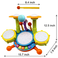 Instruments de musique électroniques de 12 pouces, avec 2 baguettes de tambour, lampes Flash et Microphone réglable pour enfants