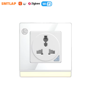 Prise murale intelligente universelle LAPU Tuya WiFi Zigbee en verre trempé 3 broches <span class=keywords><strong>220V</strong></span> 16A avec capteur et lumière LED Blanc/Noir - Product Image 5