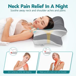 Ergonomic chỉnh hình cổ hỗ trợ gối đường viền Bộ nhớ bọt gối gối cổ tử cung cho cổ Pain Relief - Product Image 4