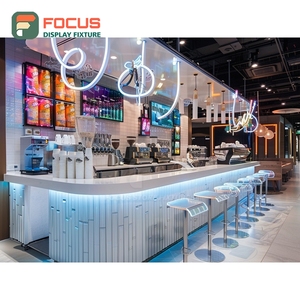 Minimal Cafe Service Counter Matte Black Finish Syrup Bottle Display Area Storefront Service Counter - Product Image 1