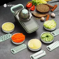 Ralador multifuncional para cenoura, ralador com 5 lâminas ajustável para batata, vegetais e frutas, cortador manual de alimentos mandoline